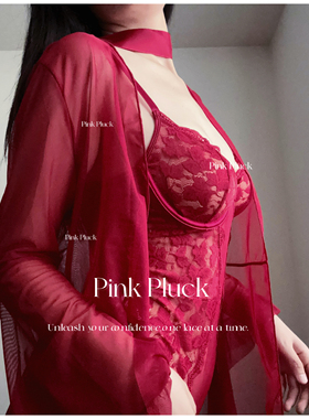 Pink Pluck摇晃的红酒杯*优质蕾丝性感内衣女连体红色新婚礼物