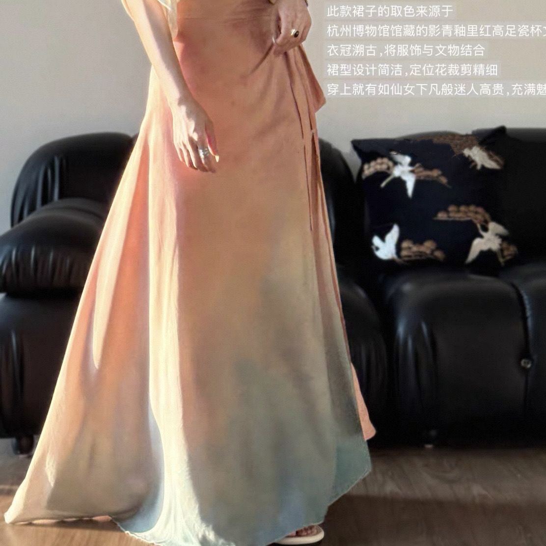 新中式夏季设计款绵绸高级显瘦人造棉文艺宽松连衣裙