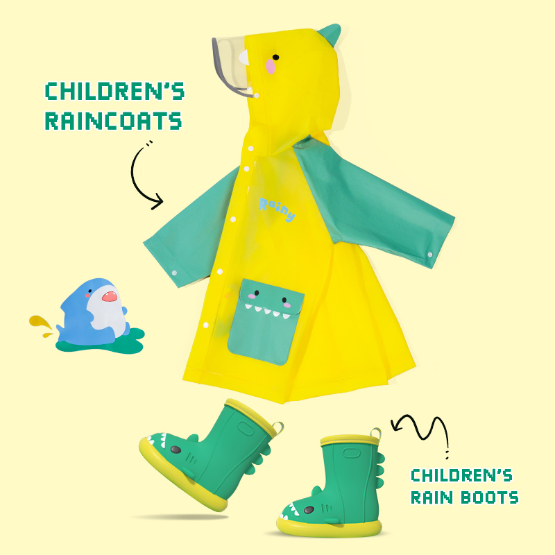 小鲨鱼儿童雨衣男童女孩2025新款幼儿园学生上学防水卡通宝宝雨披