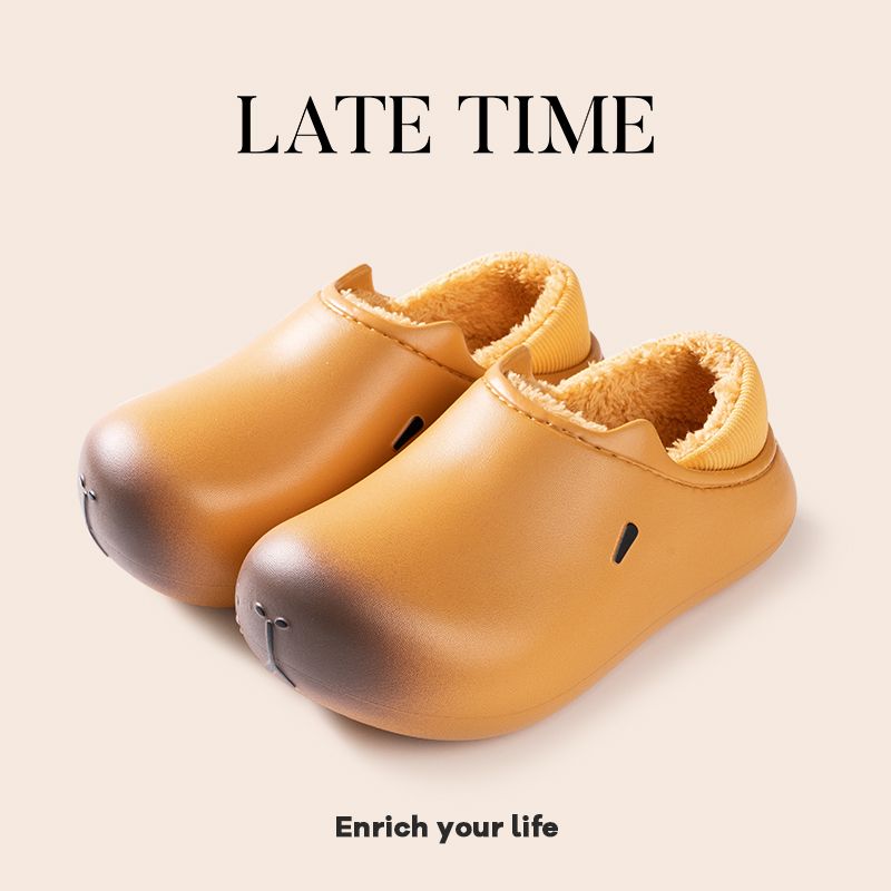 latetime卡皮巴拉防水棉拖鞋包跟