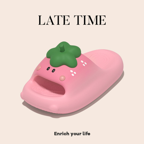 latetime可爱少女心草莓拖鞋女夏季2025新款室内家居软底学生凉拖