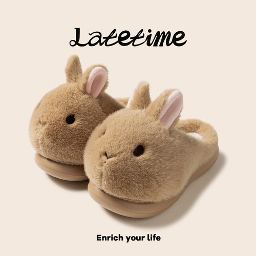 latetime可爱兔子棉拖鞋女款