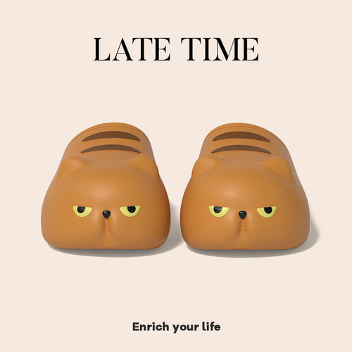 latetime加菲猫防水棉拖鞋秋冬