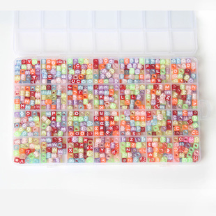 28格亚克力爱心笑脸方形英文字母珠珠子DIY友谊手链饰品配件串珠