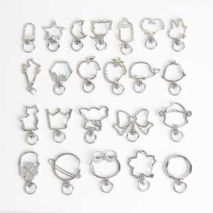 猫财神桃心带环金属钥匙扣diy手工材料饰品包挂手机链钥匙扣配件