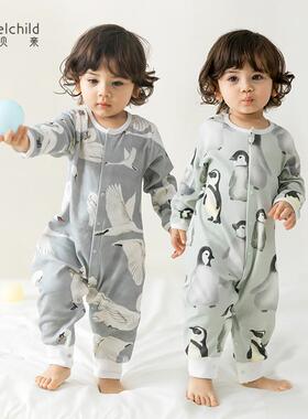 妙贝亲春秋纯棉婴儿连体衣A类卡通印花北欧风宝宝春装哈衣爬服