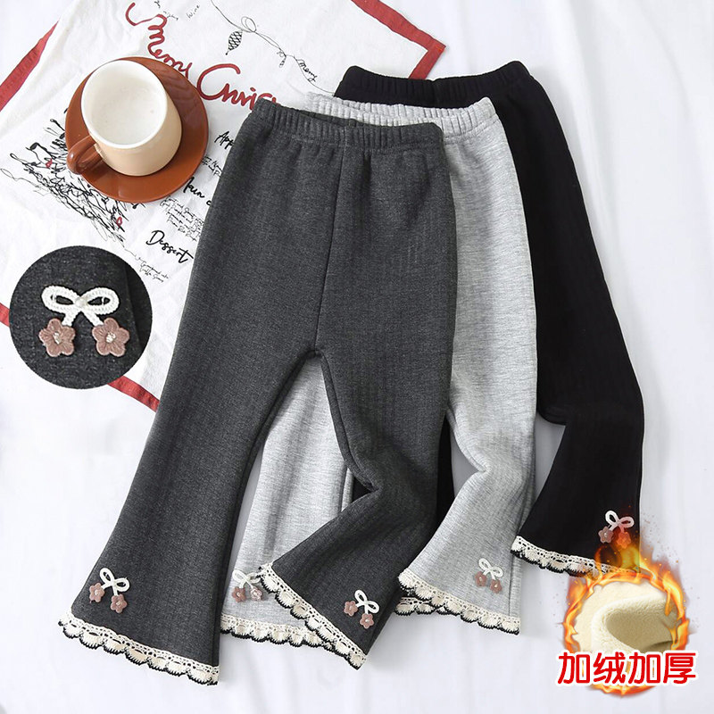 女童加绒微喇叭裤女孩宝宝加厚打底裤儿童一体绒秋冬季新款羊羔绒,童装/婴儿装/亲子装,裤子,淘宝优惠券,粉丝福利购,淘宝优惠卷