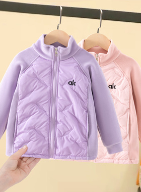 女童摇粒绒外套秋冬款儿童加绒夹棉上衣女孩宝宝内搭校服神器冬装