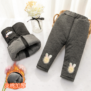 女童三层夹棉裤子秋冬款儿童加厚打底裤一条过冬婴儿宝宝外穿休闲
