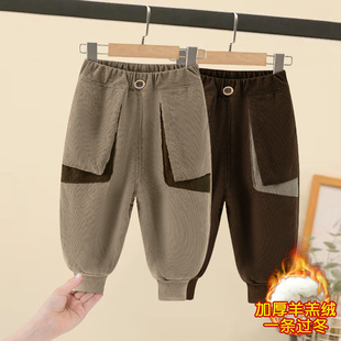 男童秋冬款加绒卫裤宝宝羊羔绒加厚绒保暖裤子儿童时尚一条过冬装