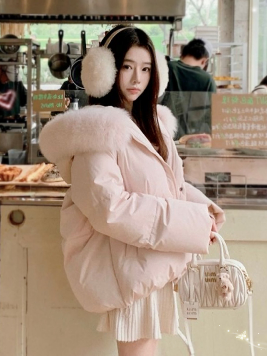 粉色短款羽绒服女冬小个子巨好看夹棉外套加厚棉服独特漂亮小棉袄