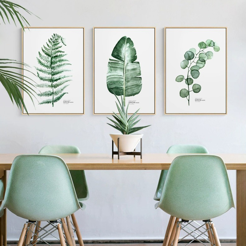 无框装饰画植物绿叶挂画小清新卧室壁画喷绘画芯home decor画图片