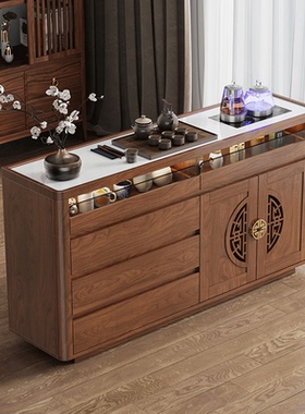 台式中式茶吧机自动上水2024新款家用一体桌小型桌面家用餐边柜子