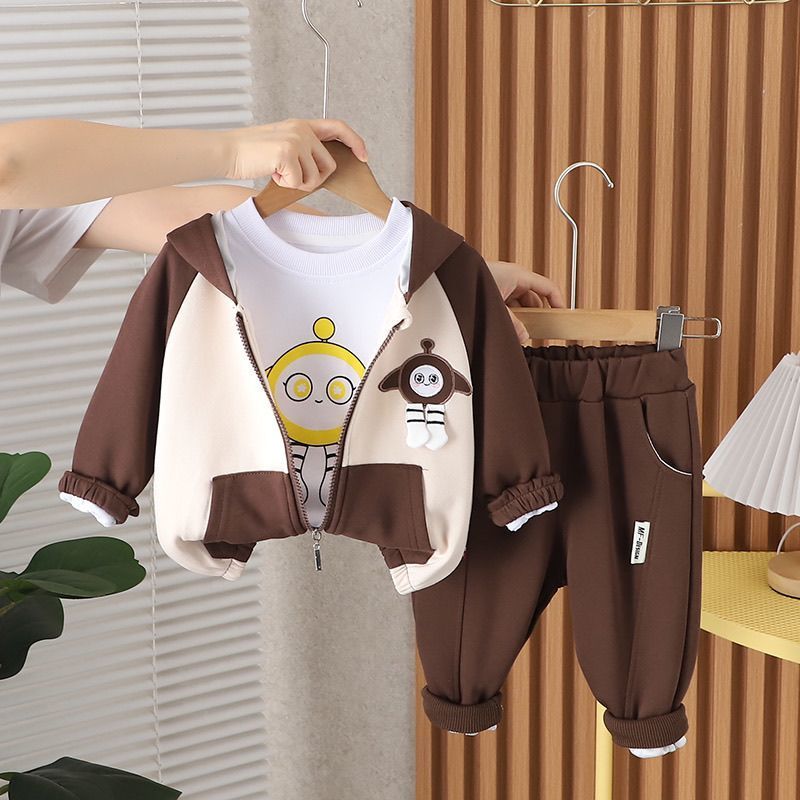 春秋男宝宝套装卡通蛋仔三件套运动服休闲洋气女春秋新款小童外套