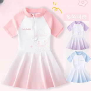 儿童玉桂渐变色女孩海边沙滩温泉度假泳衣2025年新款 防晒泳装