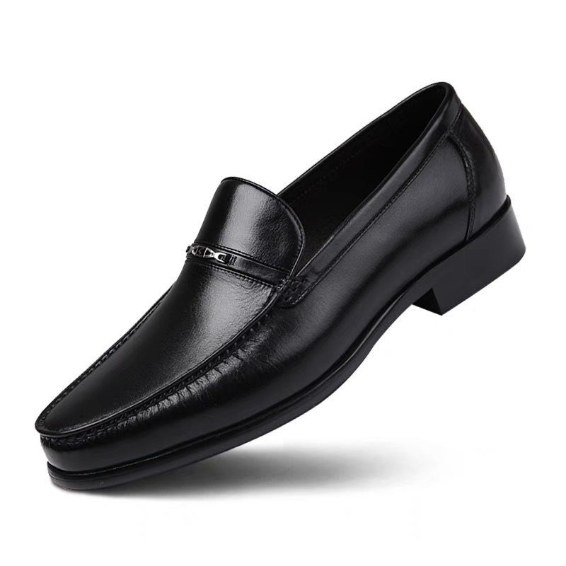 外贸撤柜男鞋真皮一脚蹬商务正装皮鞋时尚英伦风舒适透气乐福鞋男