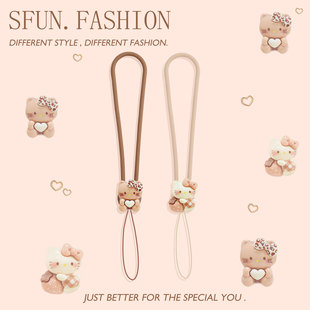 豹纹小猫手机挂绳硅胶腕带短挂件u盘钥匙耳机kt凯蒂猫链饰ccd防丢