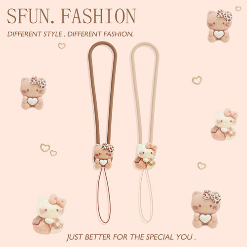 豹纹小猫手机挂绳硅胶腕带短挂件