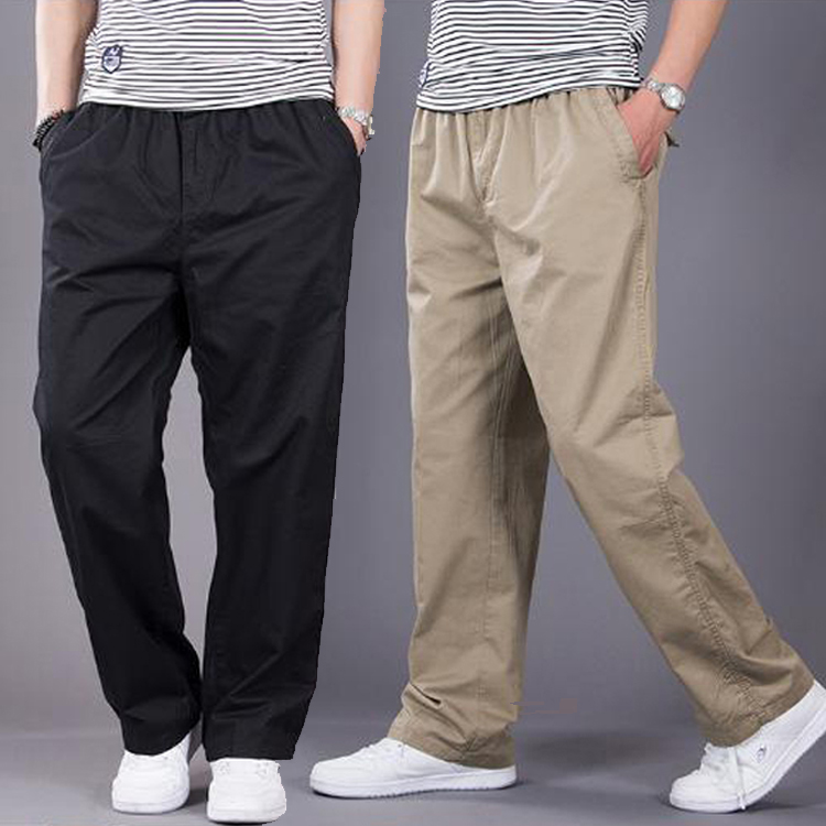 加肥加大码秋冬男休闲宽松多口袋肥佬青少年户外运动工装直筒长裤