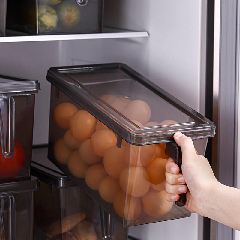 带手柄冰箱收纳盒密封食物保鲜盒果蔬储存整理盒防串味带盖储物盒