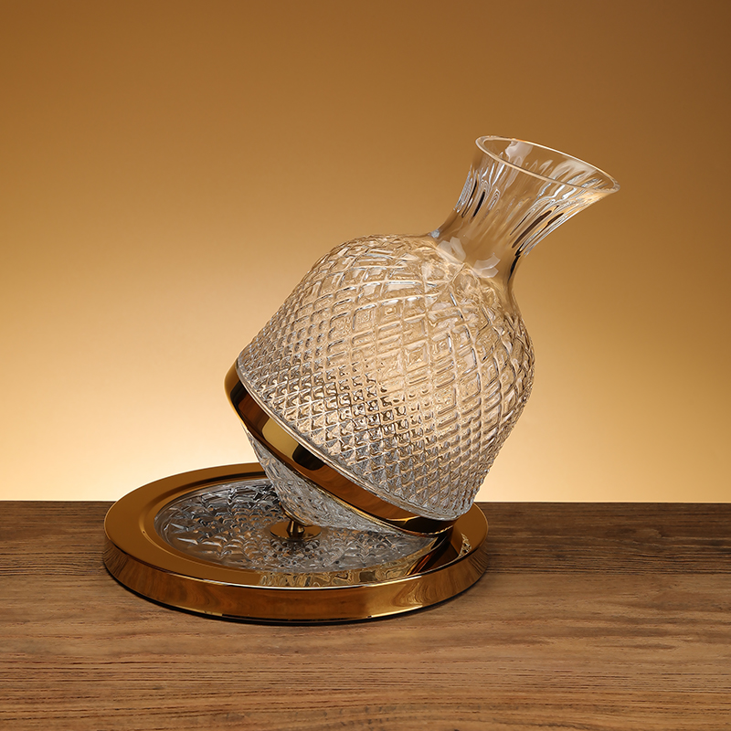 高档不倒翁红酒醒酒器轻奢旋转陀螺水晶酒壶家用葡萄分酒冷水壶摆