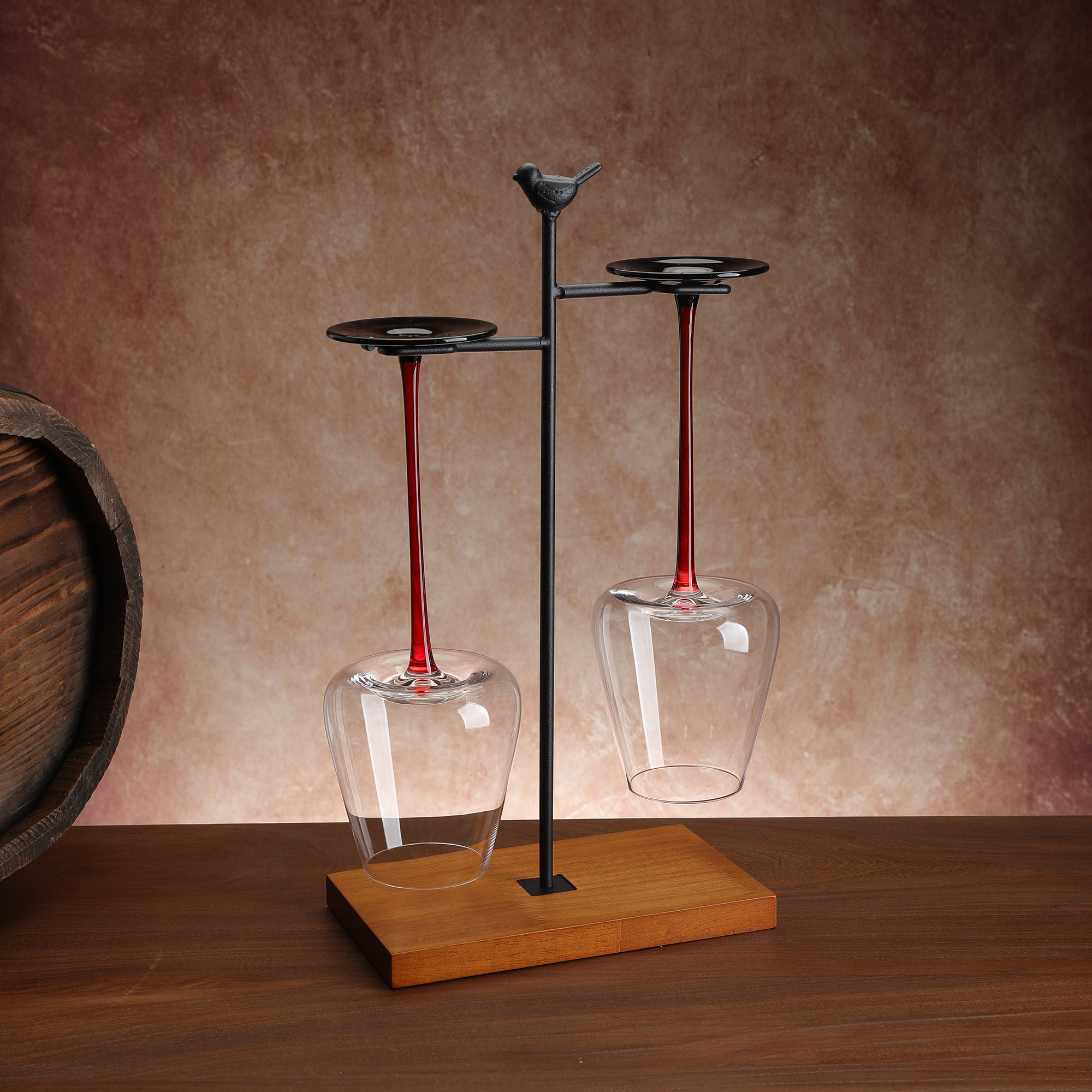 欧式实木红酒杯架子倒挂悬挂高脚酒柜家用装饰轻奢吊杯展示架摆件