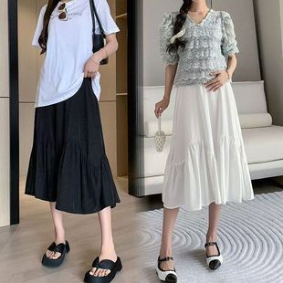 显瘦甜美风A字中长款 设计感高腰百褶半身裙女2025夏新款 大摆裙潮