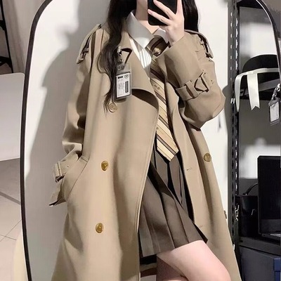 卡其色风衣外套女2025春秋新款韩版修身双排扣小个子短款风衣外套