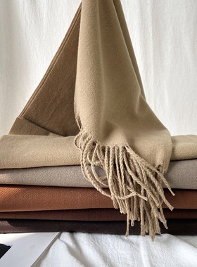 秋冬季棉麻围巾秋冬新款纯色围巾日韩仿羊绒围脖女高级感保暖