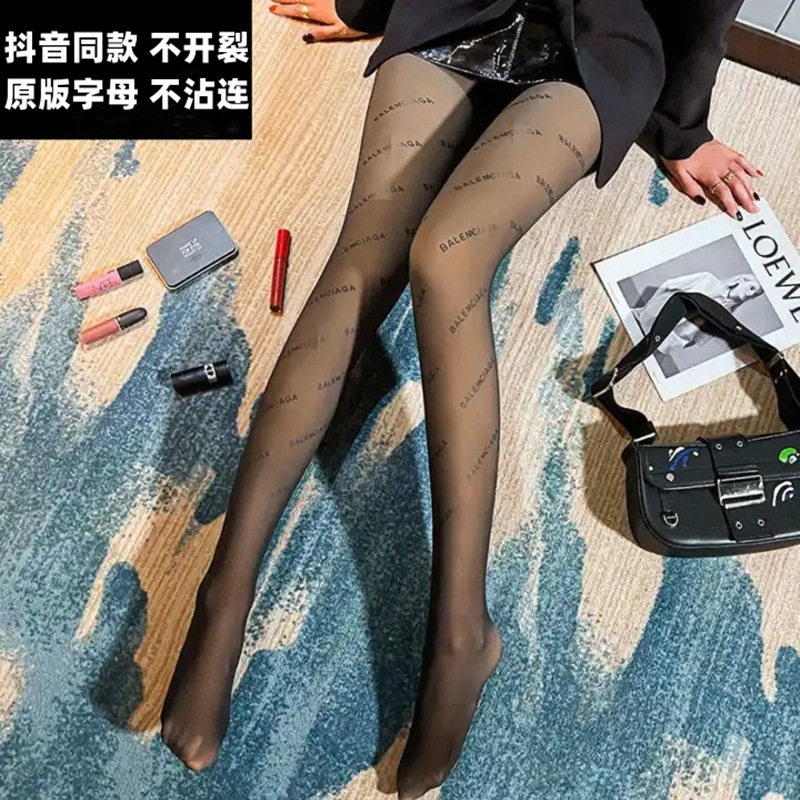 巴黎字母丝袜女夏季薄款JK性感连裤袜/打底袜