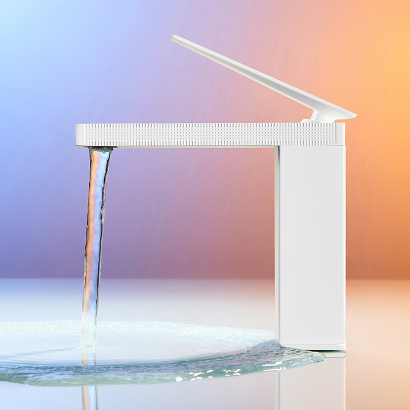 全铜菱格纹轻奢极简洗脸盆水龙头