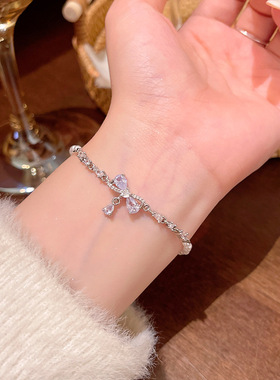 韩系时尚精致锆石蝴蝶结珍珠手链