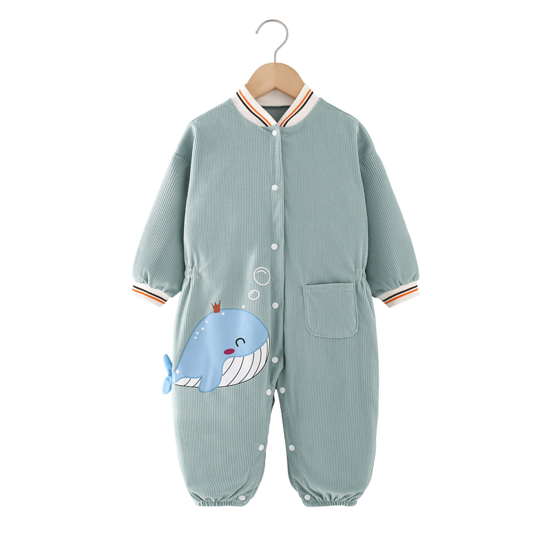 寶寶爬行罩衣學(xué)爬服兒童一體式連體衣爬爬服嬰兒外出玩耍防臟護(hù)衣