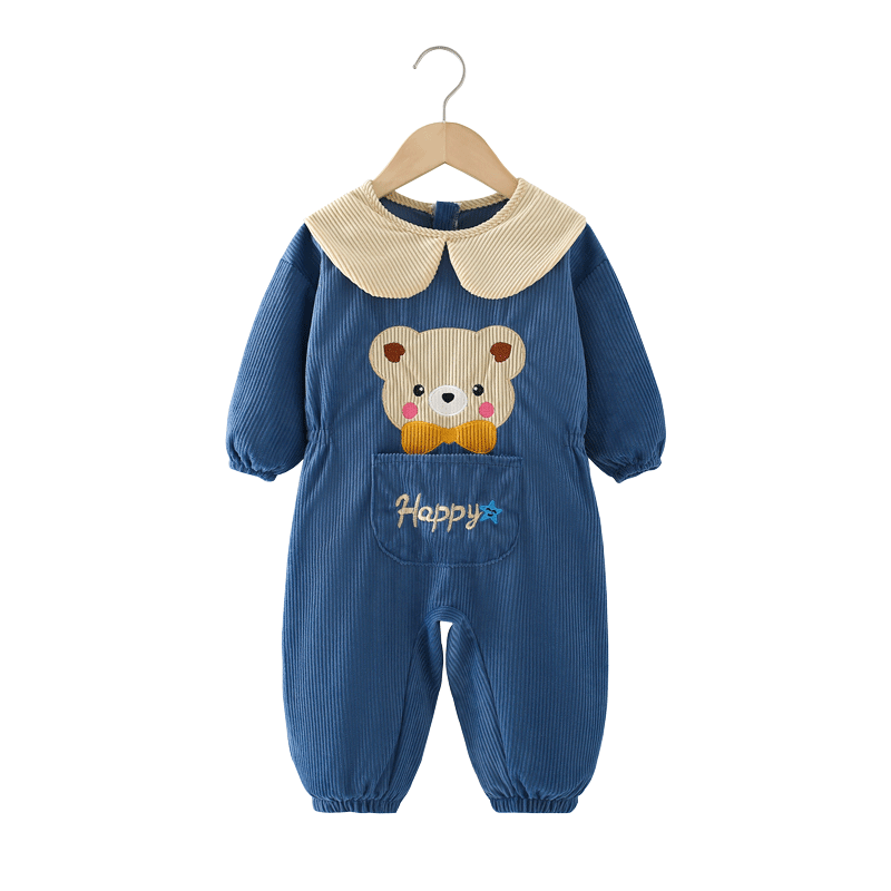 寶寶爬爬服秋冬一體式罩衣哈衣爬行服兒童外穿玩耍戶外防臟連體衣