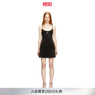 DIESEL女士OVAL D黑色吊带连衣裙短裙A199180AHQH