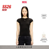 T恤A199120AFAA DIESEL女士OVAL 经典 D镂空黑色白色短袖