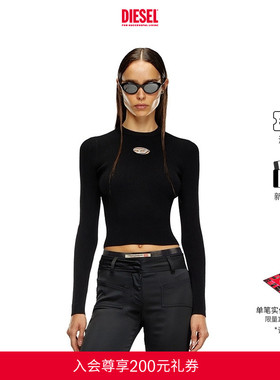 DIESEL女士OVAL D黑色修身长袖针织衫A153280DLAX