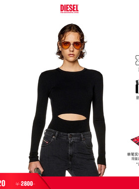 [折扣]DIESEL女士挖剪设计修身长袖绵羊毛针织衫A111770BMAI