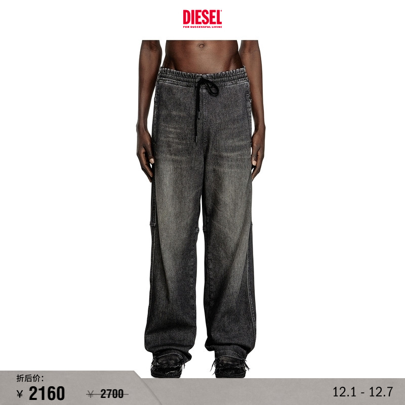 [折扣]DIESEL男女同款MARTYANS宽松阔腿牛仔裤A1637109L77