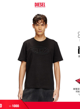 [折扣]DIESEL男士中性OVAL D黑色白色圆领短袖T恤A174020NJBM