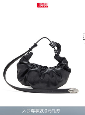 [礼物]DIESEL女士25秋冬黑色GRAB D小号单肩包可颂包X10479P8657