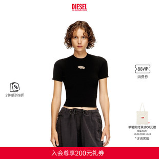 [2件9折]DIESEL女士OVAL D黑色短袖针织衫A196740DLAX