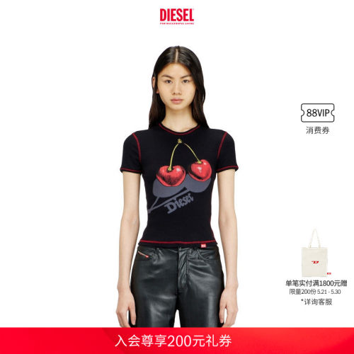 DIESEL女士樱桃印花短袖T恤A231290SPFV