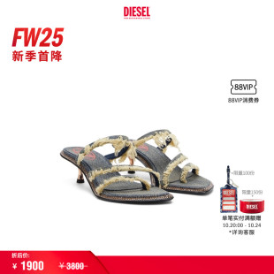 凉鞋 DIESEL女士猫跟牛仔穆勒鞋 首降 Y03603P8430 新季