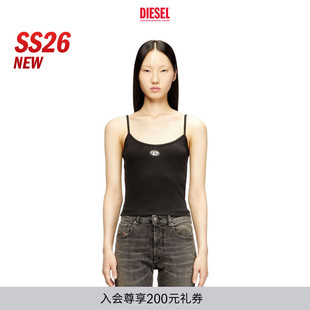 DIESEL女士26春夏OVAL D黑色吊带背心上衣A199110JMBA 新款