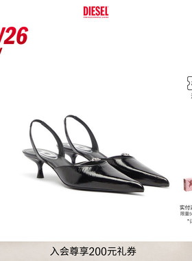 [新款]DIESEL女士26早秋黑色OVAL D低跟高跟鞋Y03864P1966