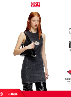 [折扣]DIESEL女士OVAL D黑色无袖修身牛仔连衣裙A120710CKAH