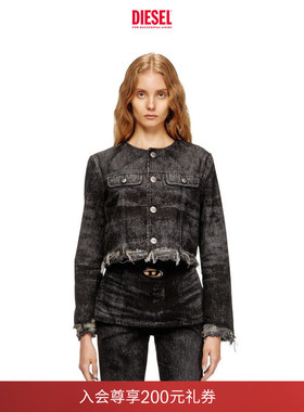 DIESEL女士25秋冬黑色牛仔做旧复古夹克外套A21616007DB