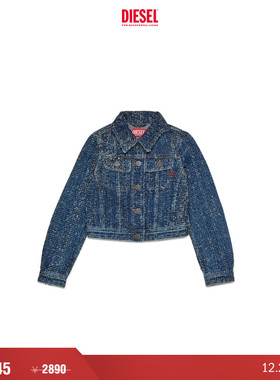 [折扣]DIESEL女童短款修身工装牛仔夹克外套J01341KXBPZ