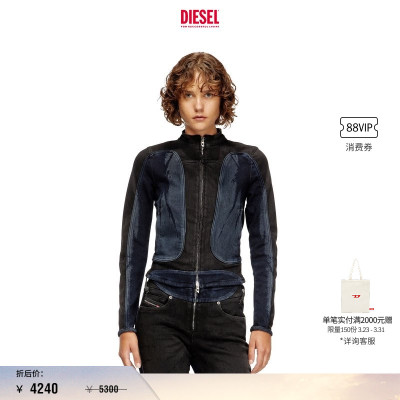 DIESEL女士25早秋拼色机车夹克